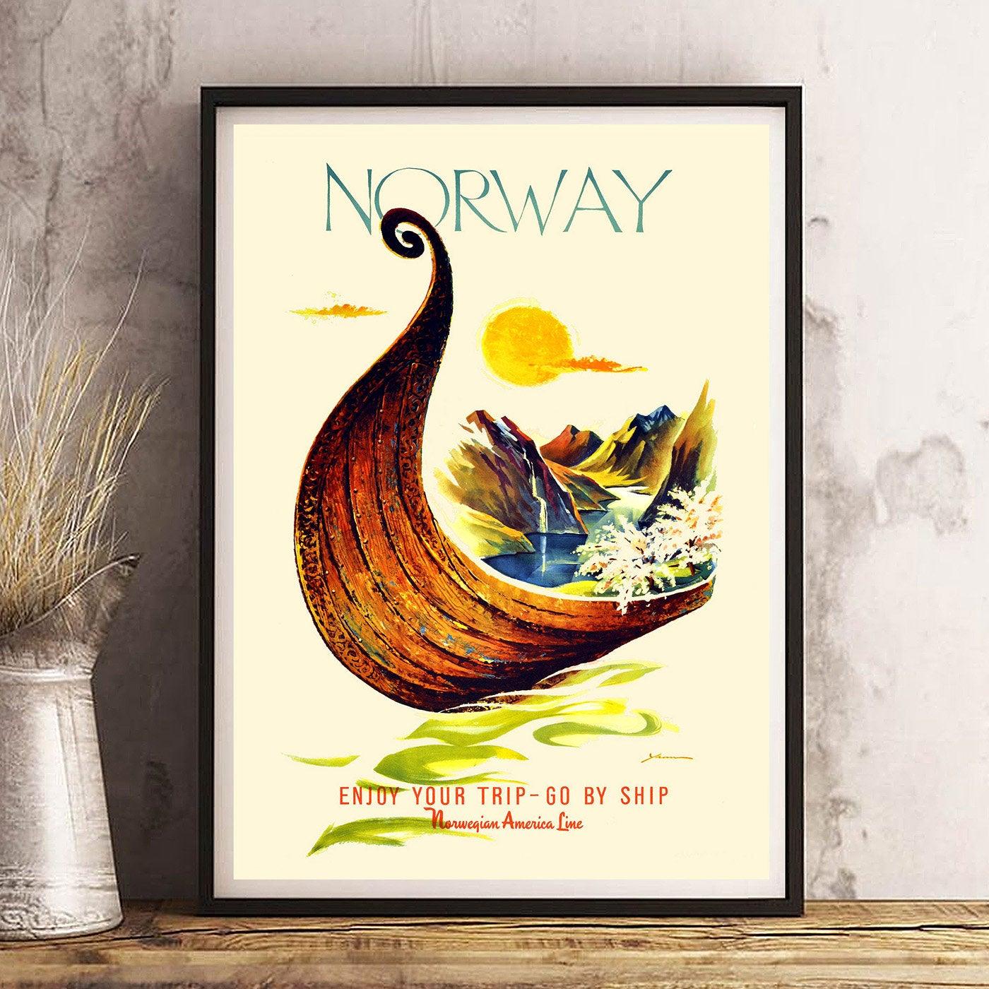 NORWAY Ship - Vintage Travel Poster - Classic Posters