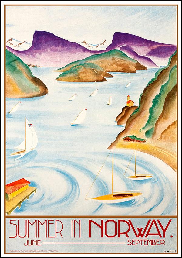 NORWAY Summer - Vintage Travel Poster - Classic Posters