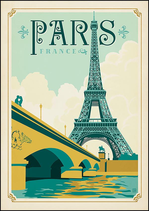 PARIS BRIDGE - Vintage Travel Poster - Classic Posters
