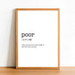 POOR - Word Definition Poster - Classic Posters