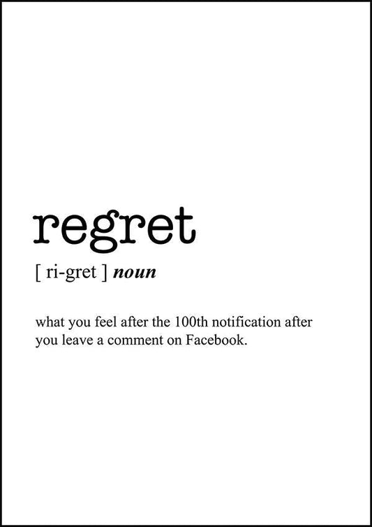 REGRET - Word Definition Poster - Classic Posters