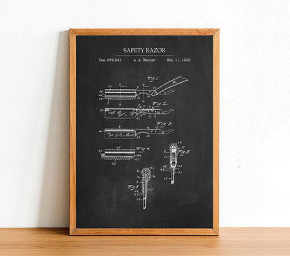 Safety Razor - Bathroom Patent Poster - Classic Posters