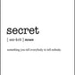 SECRET - Word Definition Poster - Classic Posters