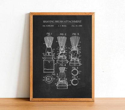 Shaving Brush - Bathroom Patent Poster - Classic Posters