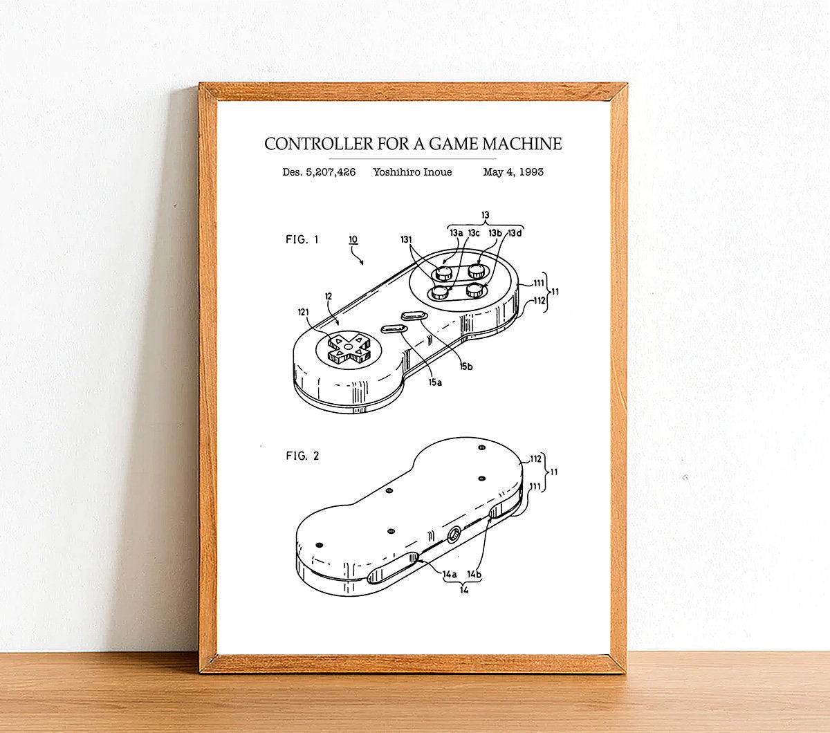 SNES CONTROLLER - Patent Poster - Classic Posters