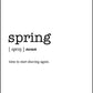 SPRING - Word Definition Poster - Classic Posters