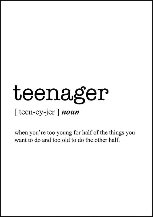 TEENAGER - Word Definition Poster - Classic Posters