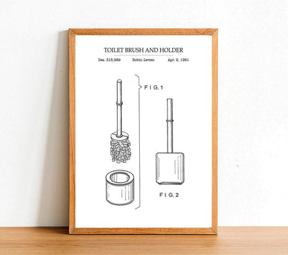 Toilet Brush - Bathroom Patent Poster - Classic Posters