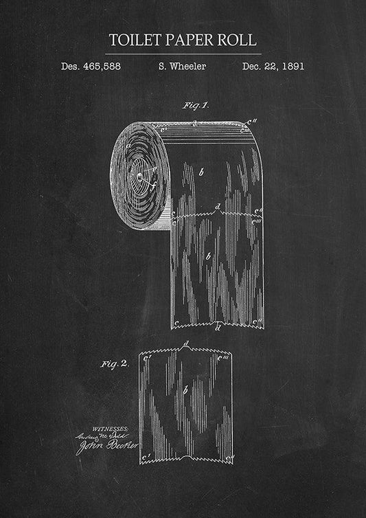 Toilet Paper Roll - Bathroom Patent Poster - Classic Posters