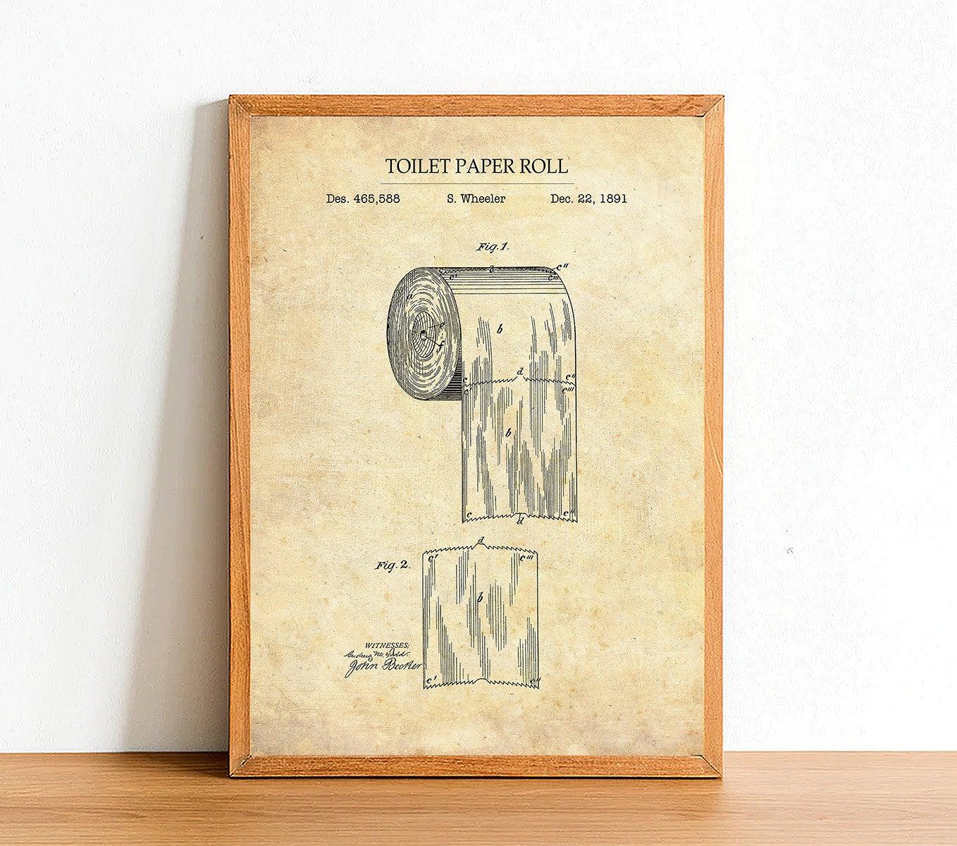 Toilet Paper Roll - Bathroom Patent Poster - Classic Posters