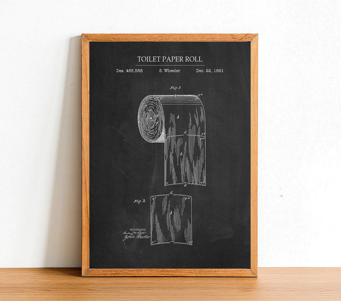 Toilet Paper Roll - Bathroom Patent Poster - Classic Posters