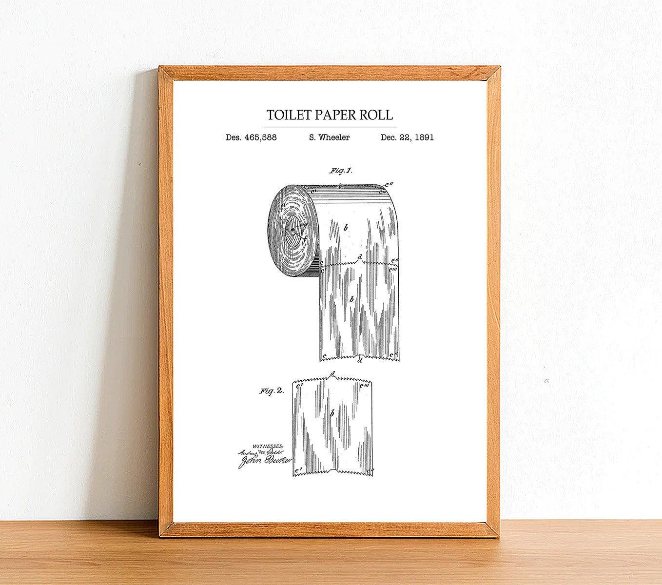 Toilet Paper Roll - Bathroom Patent Poster - Classic Posters