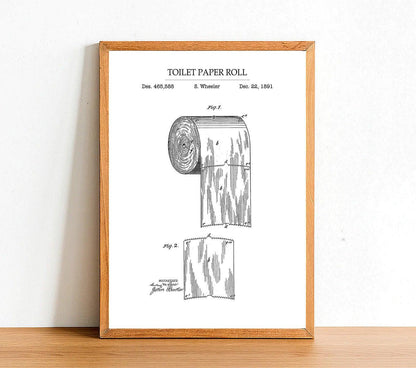 Toilet Paper Roll - Bathroom Patent Poster - Classic Posters