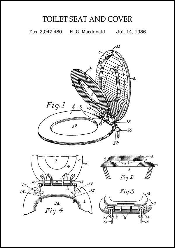Toilet Seat - Bathroom Patent Poster - Classic Posters