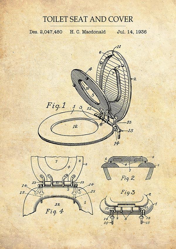 Toilet Seat - Bathroom Patent Poster - Classic Posters