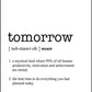 TOMORROW - Word Definition Poster - Classic Posters