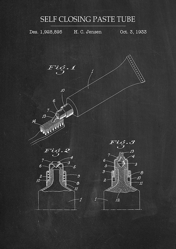Toothpaste Patents Toothpaste Tube - Bathroom Patent Poster – Classic Posters