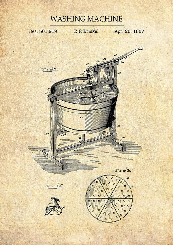 Washing Machine - Bathroom Patent Poster - Classic Posters